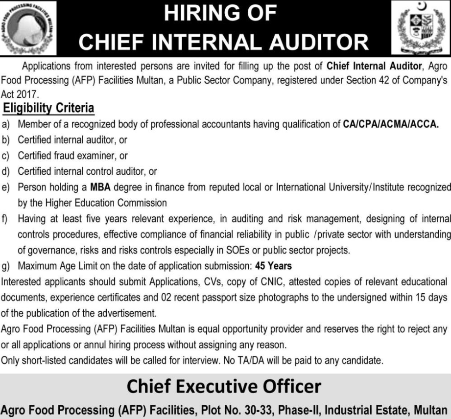 Agro Food Processing AFP Multan Job 2025