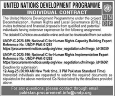 United Nations Development Programme UNDP Islamabad Jobs
