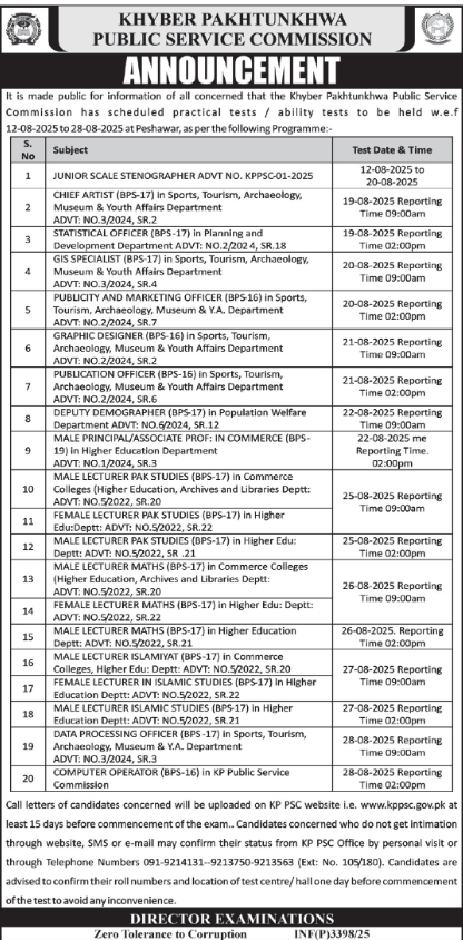 KPPSC Khyber Pakhtunkhwa Public Service Commission Jobs 2025
